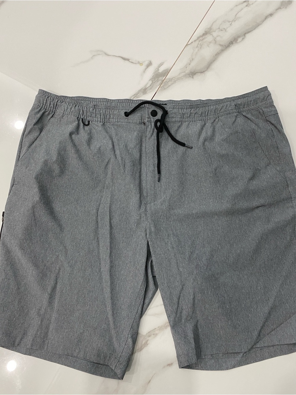 Alfani Gray Mens Elastic-Waist Drawstring Hybrid Shorts